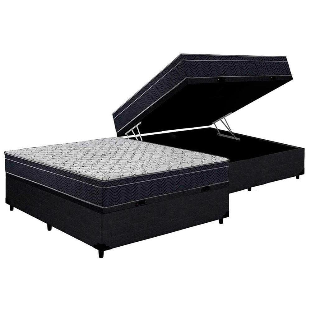 Cama Box Baú Casal: Colchão Espuma D45 Ortobom Airtech 150 + Base Crc Courano Black(138X188)