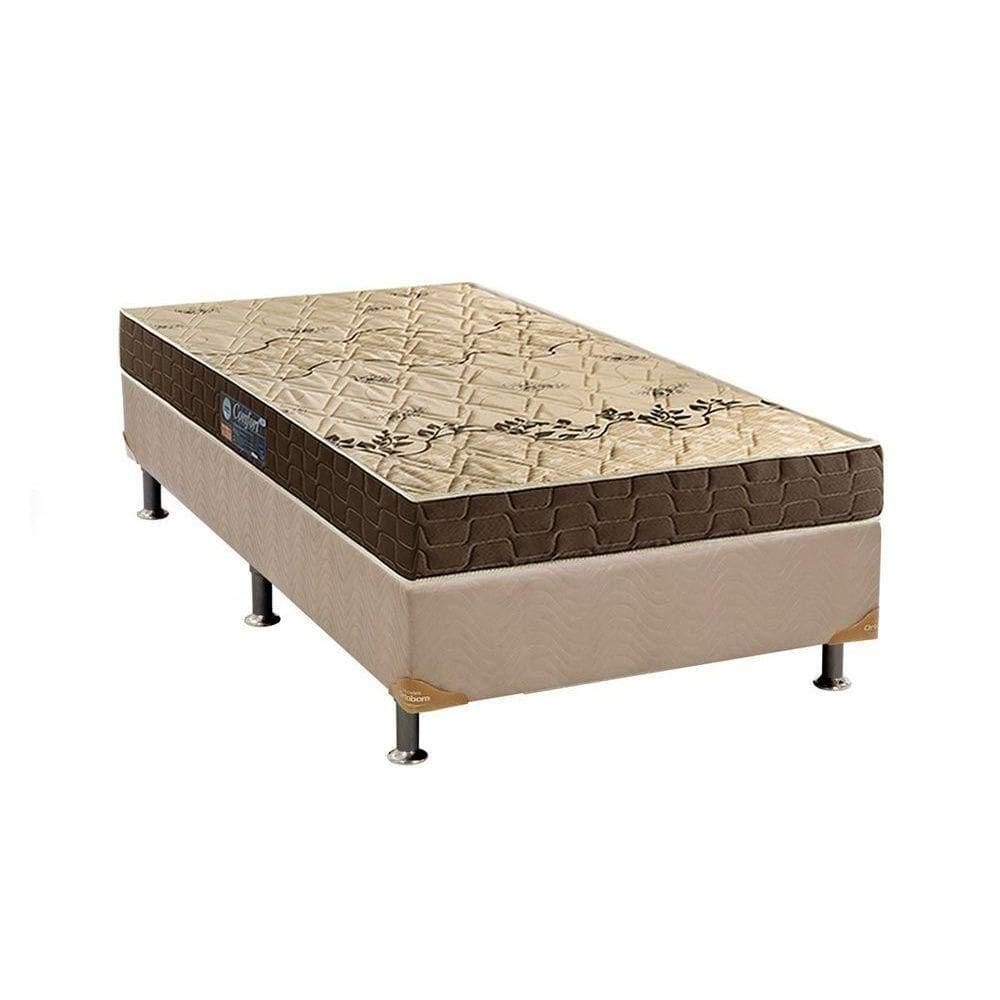 Cama Box Solteiro: Colchão Espuma Anjos D28 Confort + Base Crc Suede Clean(88X188)