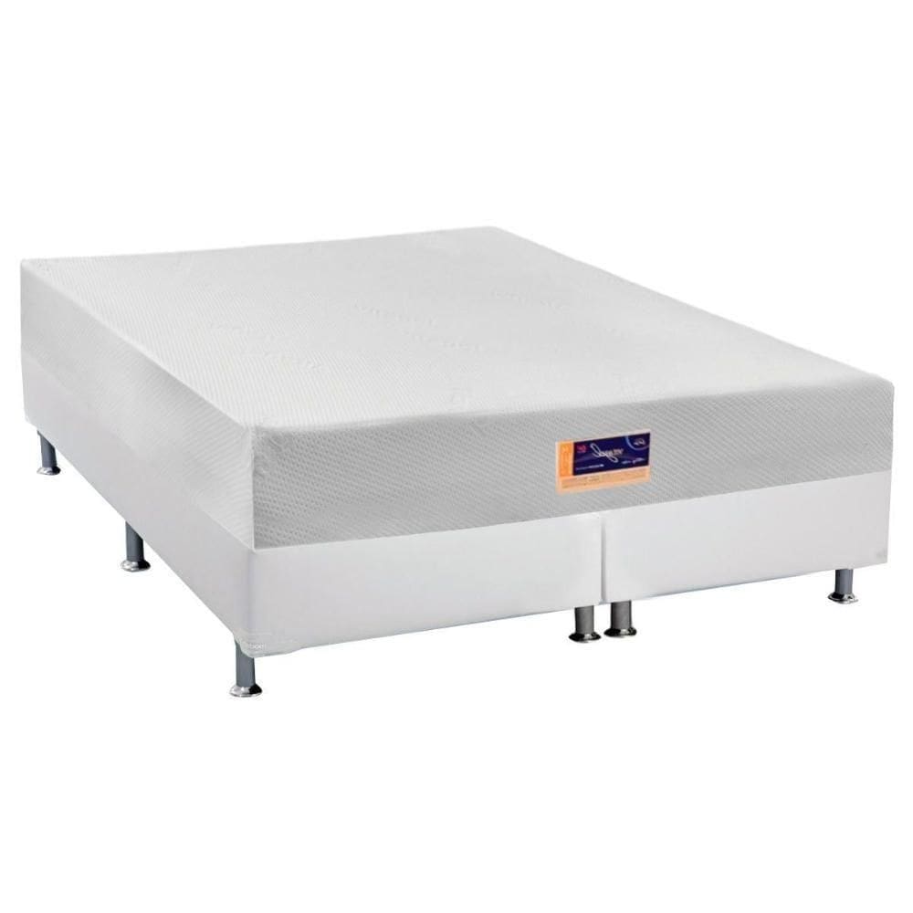 Cama Box King: Colchão Espuma Castor Vitagel Hr Visco Gel + Base Crc Courano White(193X203)