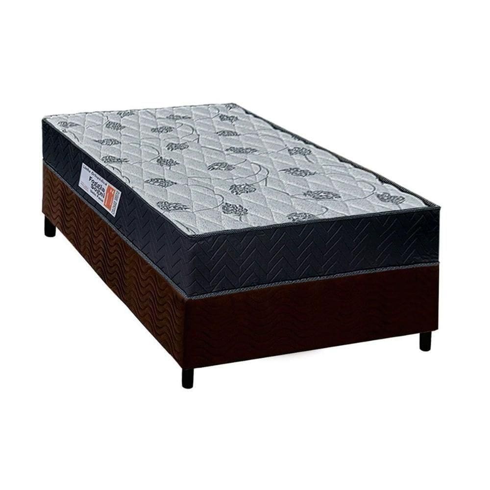 Cama Box Solteiro: Colchão Ortopédico Orthoflex Foggia Sogni Unic Face + Base Brown(88X188)