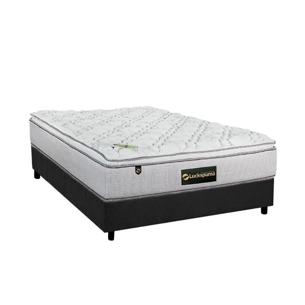 Cama Box Casal: Colchão Molas Bonnel Luckspuma Trade + Base Crc Suede Gray(138X188)