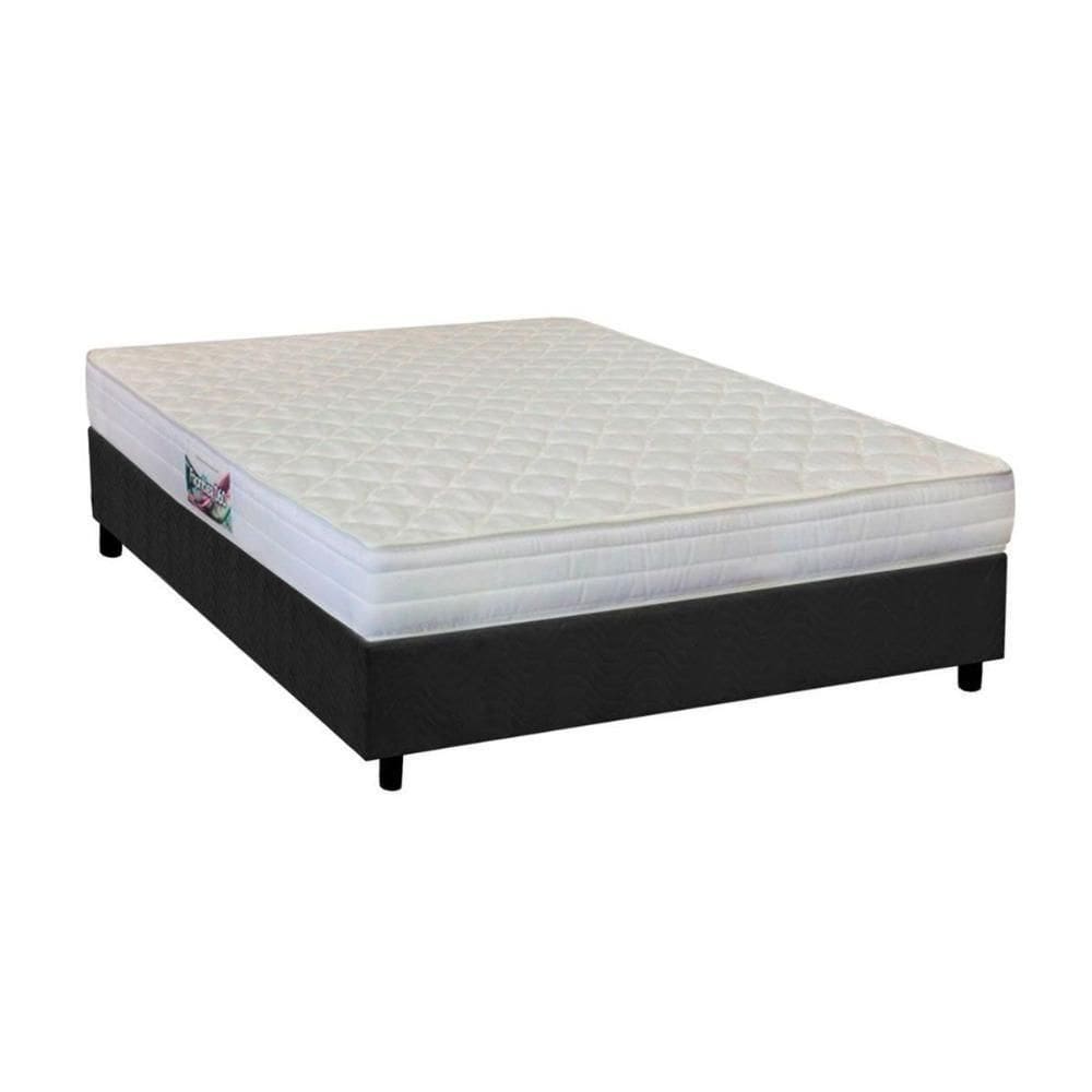 Cama Box Casal: Colchão Ortopédico Herval Ag65 Frontier + Base Crc Suede Gray(138X188)