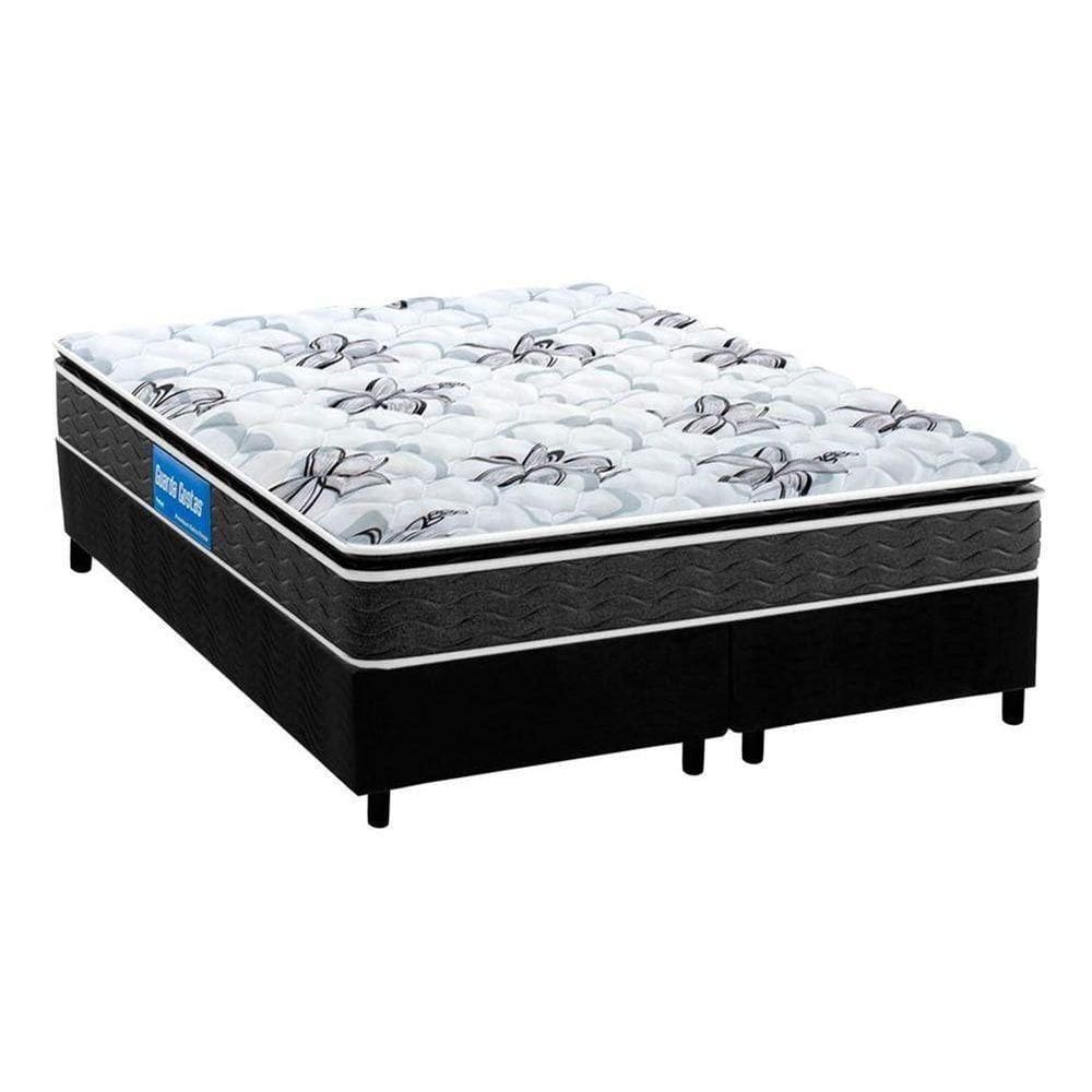 Cama Box Queen: Colchão Espuma Probel D40 Guarda Costas Premium Hiper Firme + Base Black(158X198)