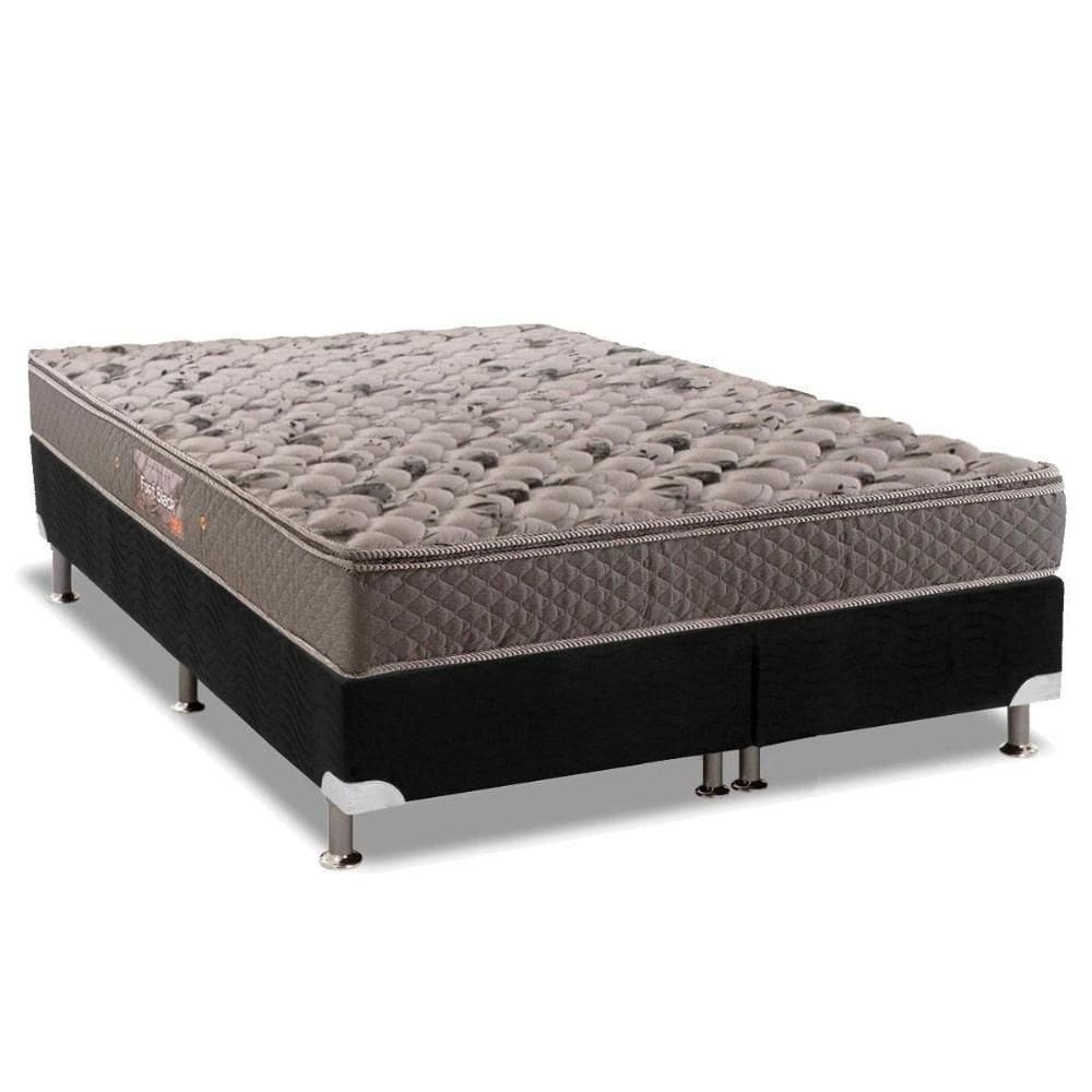 Cama Box Queen: Colchão Espuma Herval Ag65 Firme Fort + Base Crc Suede Black(158X198)