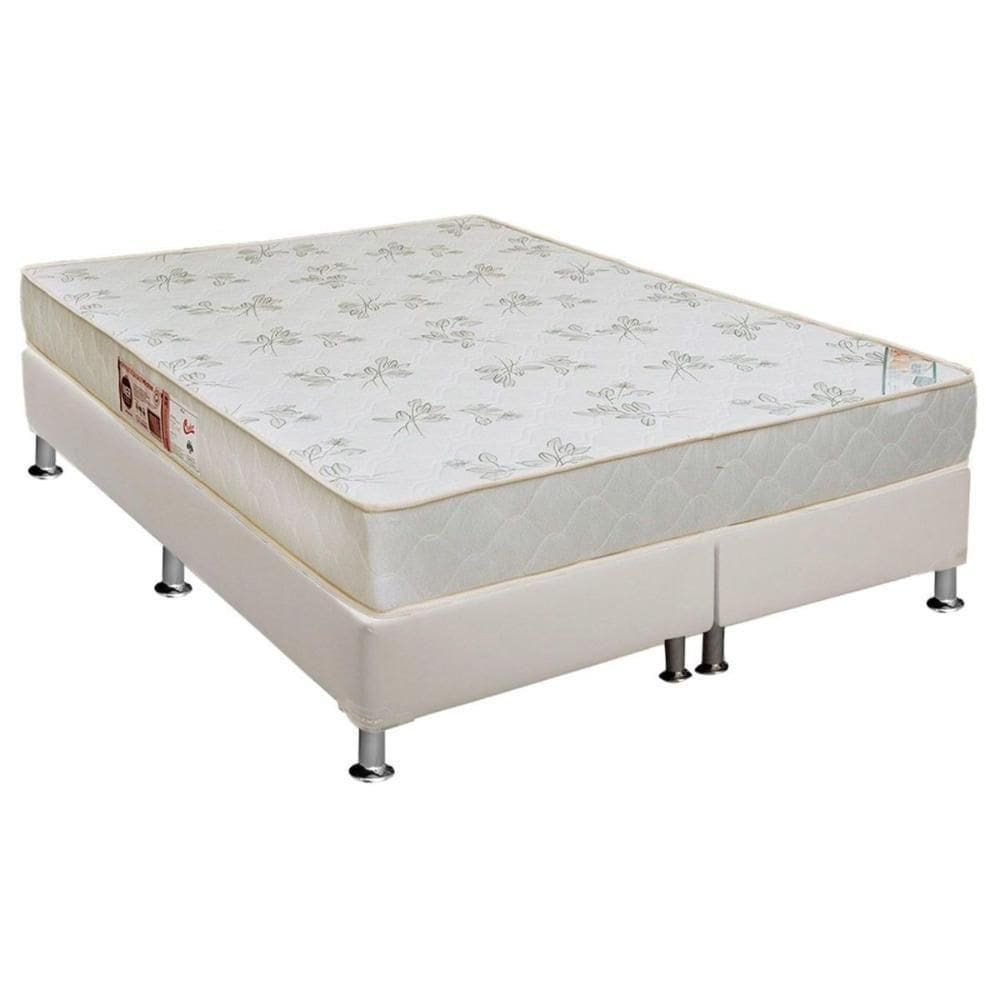 Cama Box King: Colchão Espuma Castor D33 Sleep Max Relax + Base Crc Courano White(193X203)