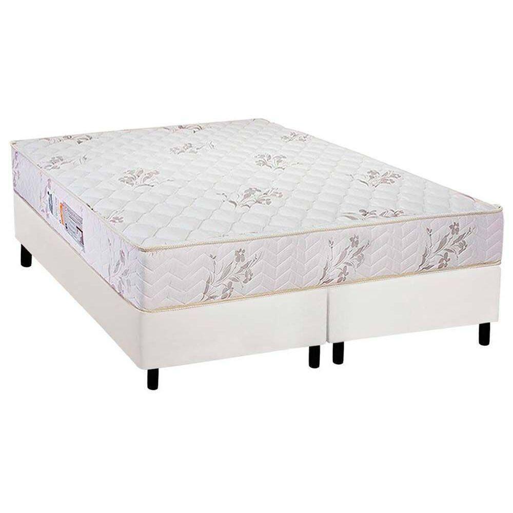 Cama Box Queen: Colchão Espuma Luckspuma D45 Gran Luck + Base Crc Courano White(158X198)