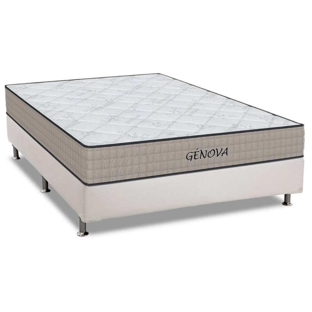 Cama Box Casal: Colchão Espuma D45 Orthoflex Genova + Base Crc Courano White(138X188)
