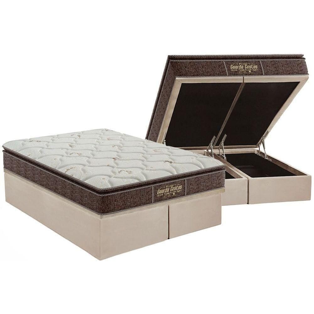 Cama Box Baú King: Colchão Ortopédico Probel Guarda Costas Extra Firme + Base Clean(193X203)