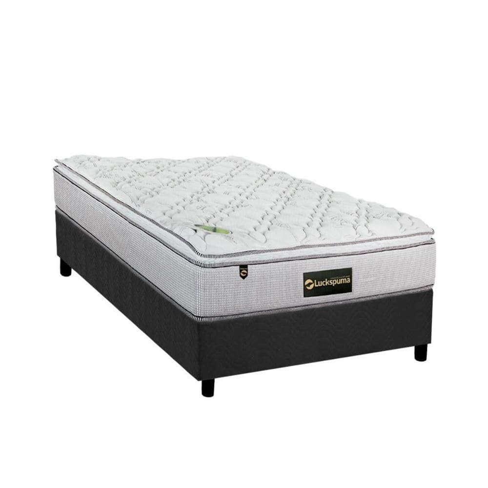 Cama Box Solteiro: Colchão Molas Bonnel Luckspuma Trade + Base Crc Suede Gray(88X188)
