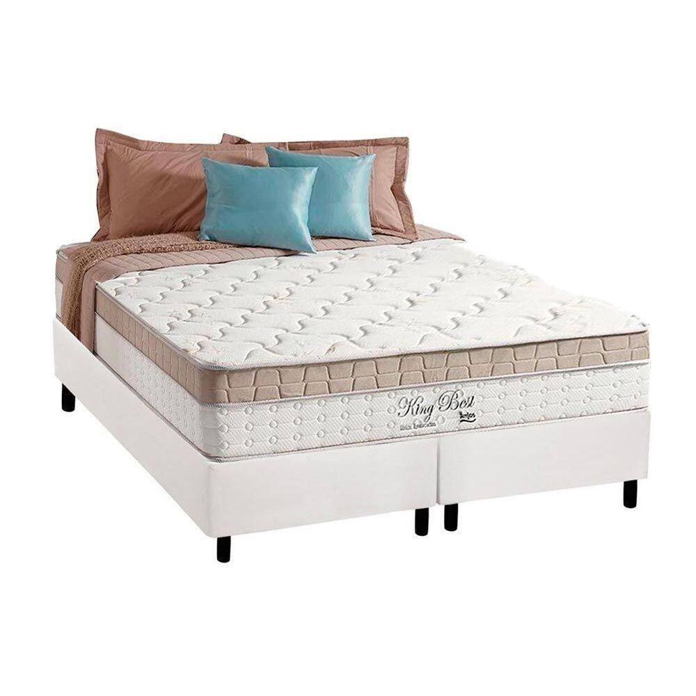 Cama Box King: Colchão Molas Anjos Superlastic King Best + Base Crc Courano White(193X203)