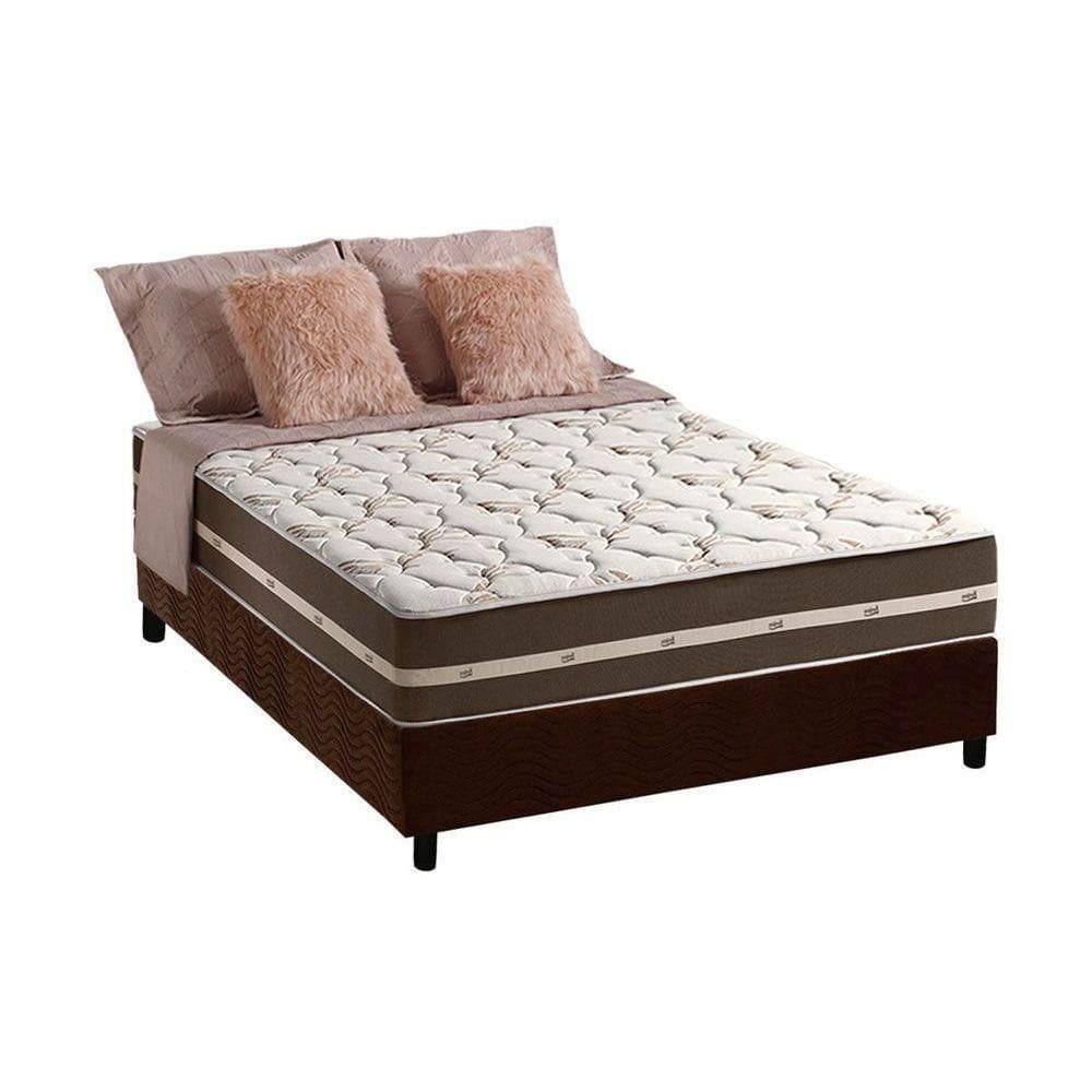 Cama Box Casal: Colchão Molas Anjos Superlastic Classic + Base Crc Suede Brown(138X188)