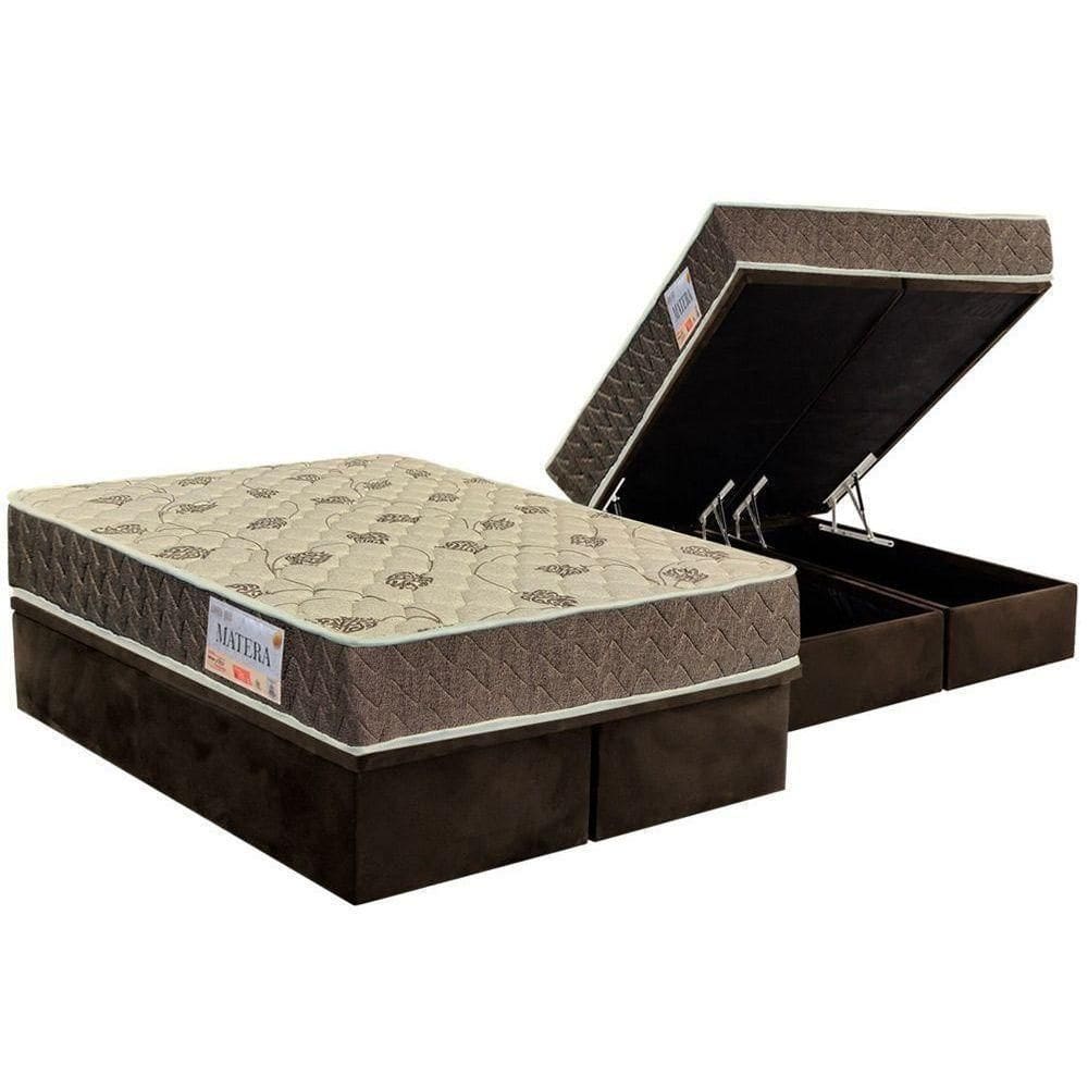 Cama Box Baú King: Colchão Anatômico Orthoflex D33 / Ep Matera + Base Crc Suede Brown(193X203)