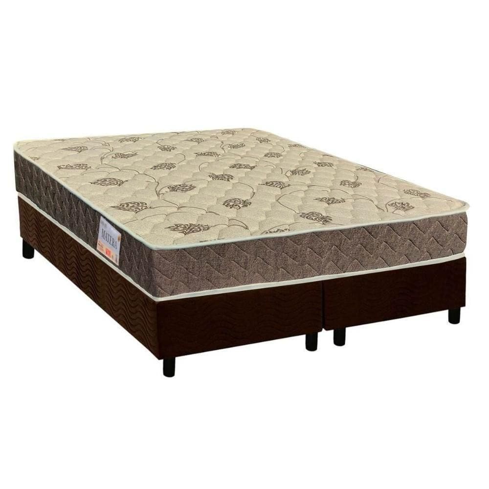 Cama Box Queen: Colchão Ortopédico Orthoflex D33/Ep Matera + Base Crc Suede Brown(158X198)