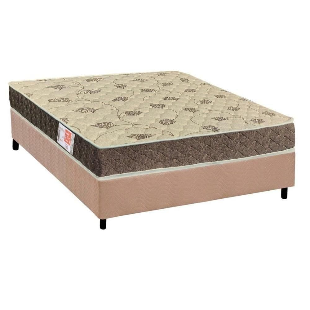Cama Box Casal: Colchão Espuma D33 Orthoflex Comfortpedic Line + Base Crc Suede Clean(138X188)