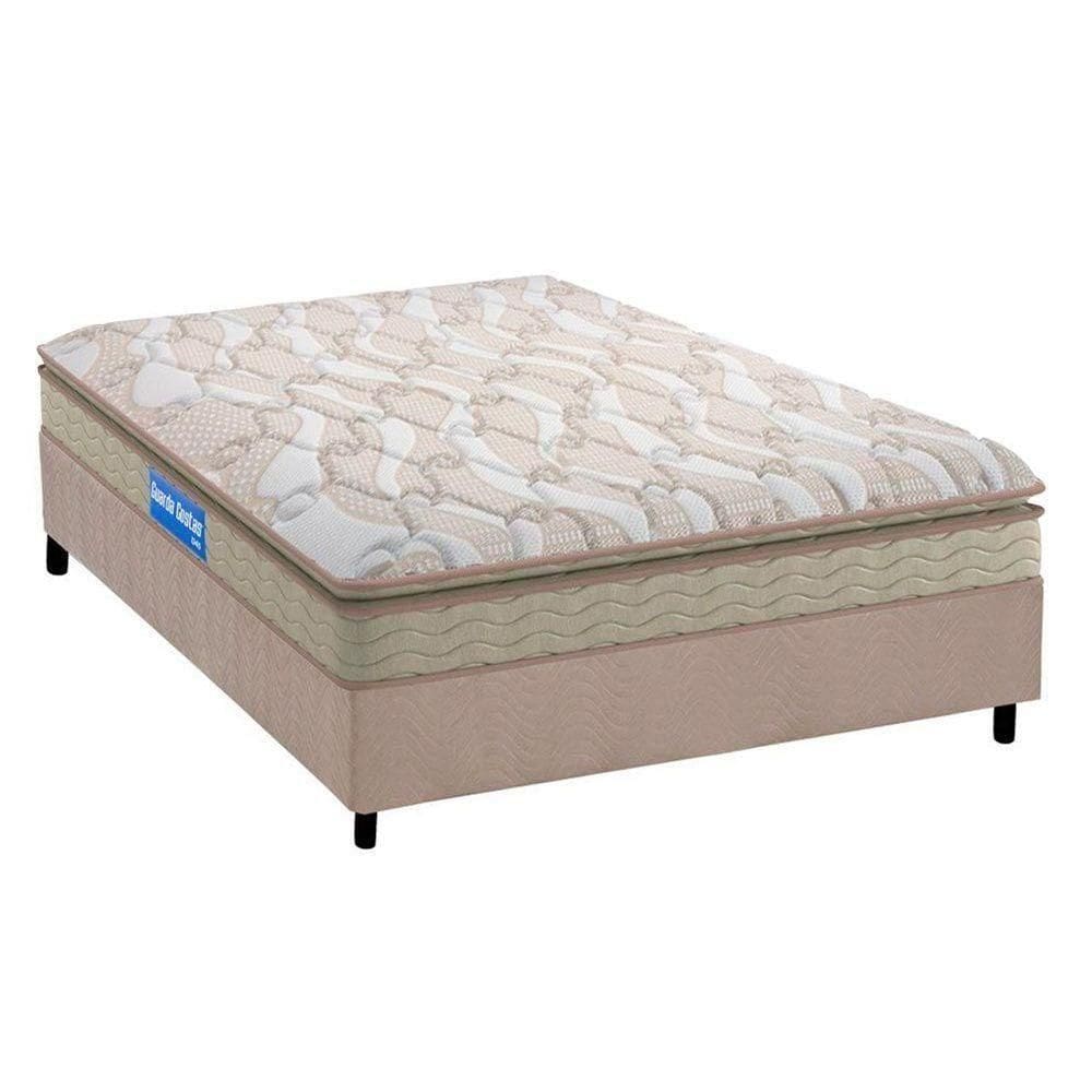 Cama Box Casal: Colchão Espuma D45 Probel Guarda Costas + Base Crc Suede Clean(138X188)