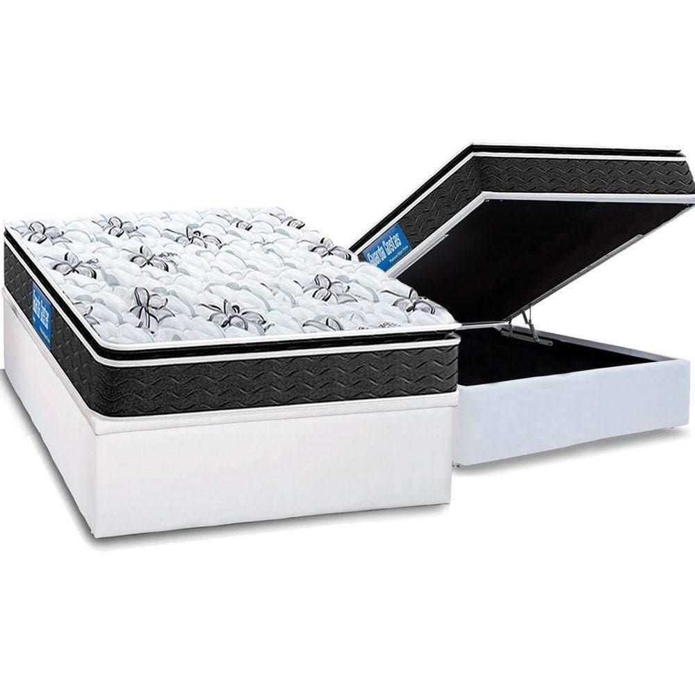 Cama Box Baú Casal: Colchão Anatômico Probel D40 Premium Hiper Firme Pillow Top+Base White(138X188)