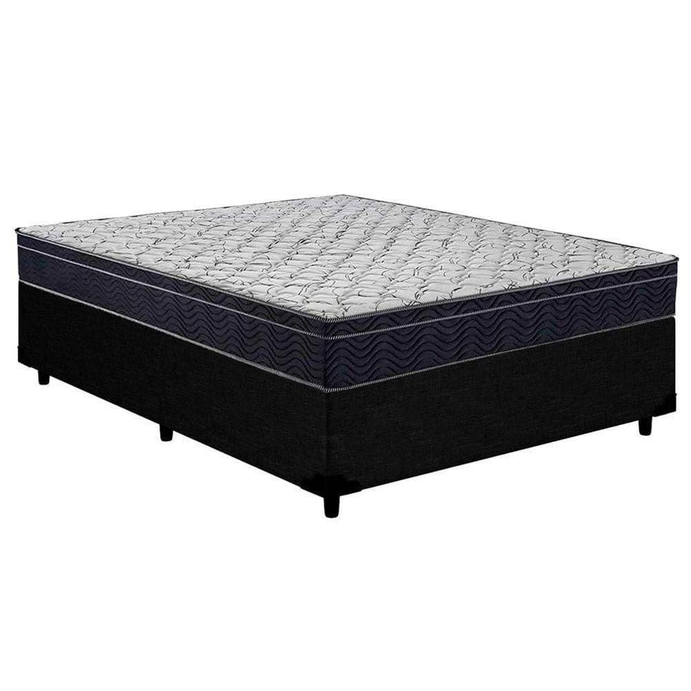Cama Box Casal: Colchão Anatômico Ortobom D45/Ep Airtech 150 Ortopilow + Base Black(138X188)
