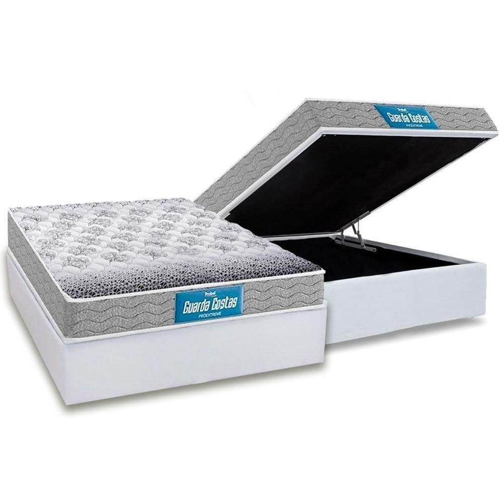 Cama Box Baú Casal: Colchão Ortopédico Probel D45 / Ep + Base White(138X188)