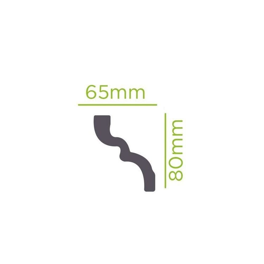 Kit com 20 Barras Rodateto de Poliestireno 8cm X 65mm Liso 40m Branco