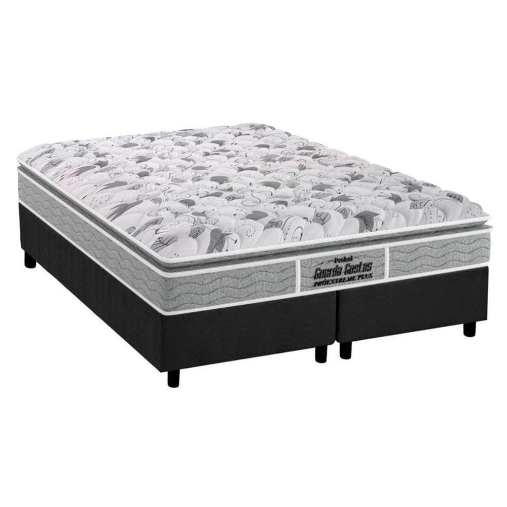 Cama Box Queen: Colchão Ortopédico Probel D45/Ep Guarda Costas Próextreme Plus + Base Gray(158X198)