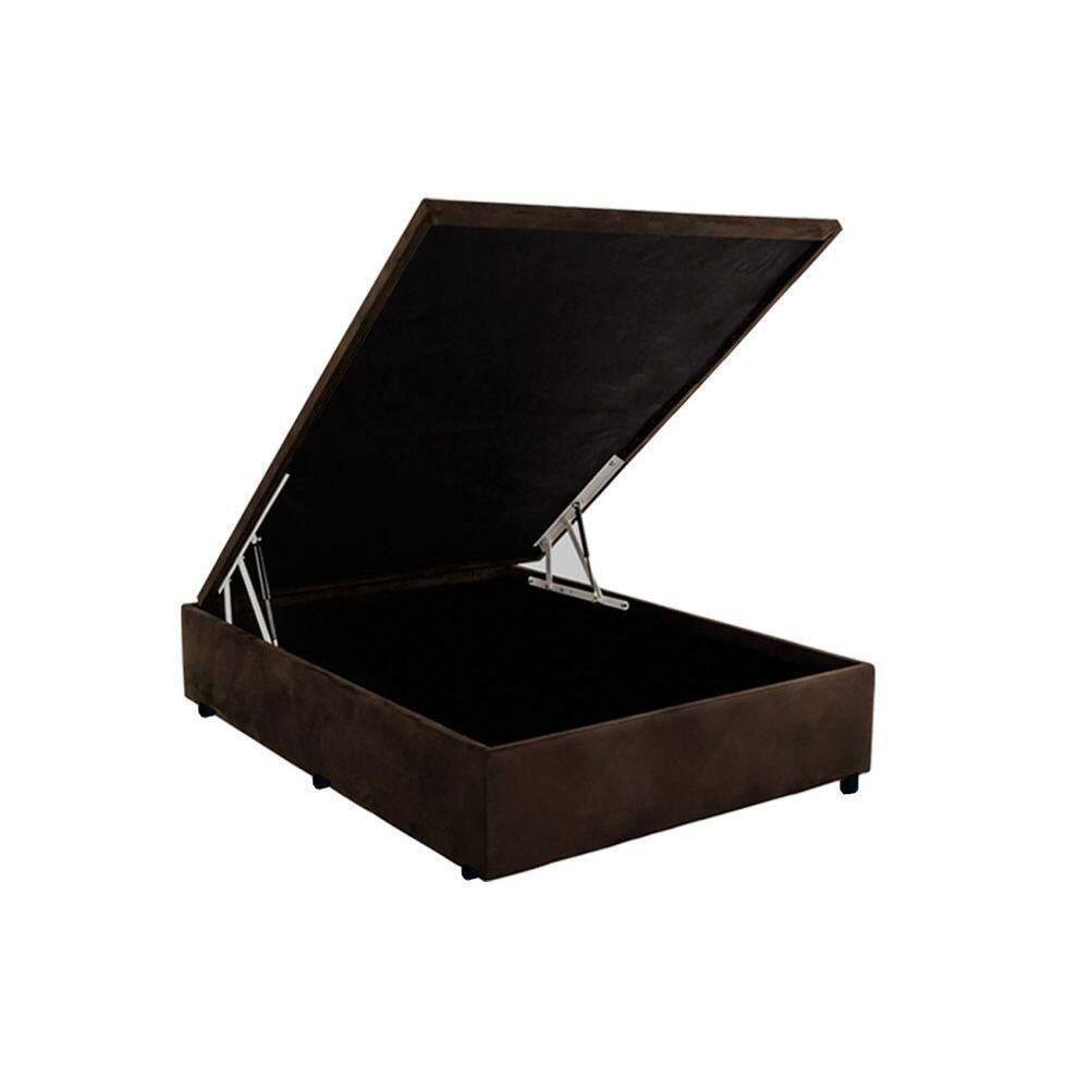 Cama Box Baú Universal Casal Suede Brown (138x188x35) - Costa Rica