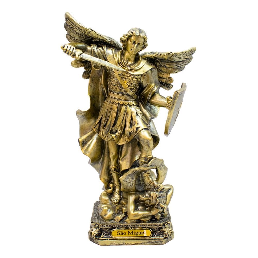 Imagem Enfeite Resina São Miguel Arcanjo Dourado - 30cm