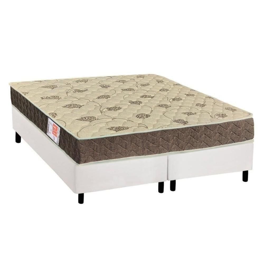 Cama Box Queen: Colchão Espuma D33 Orthoflex Comfortpedic Line + Base Crc Courano White(158x198)