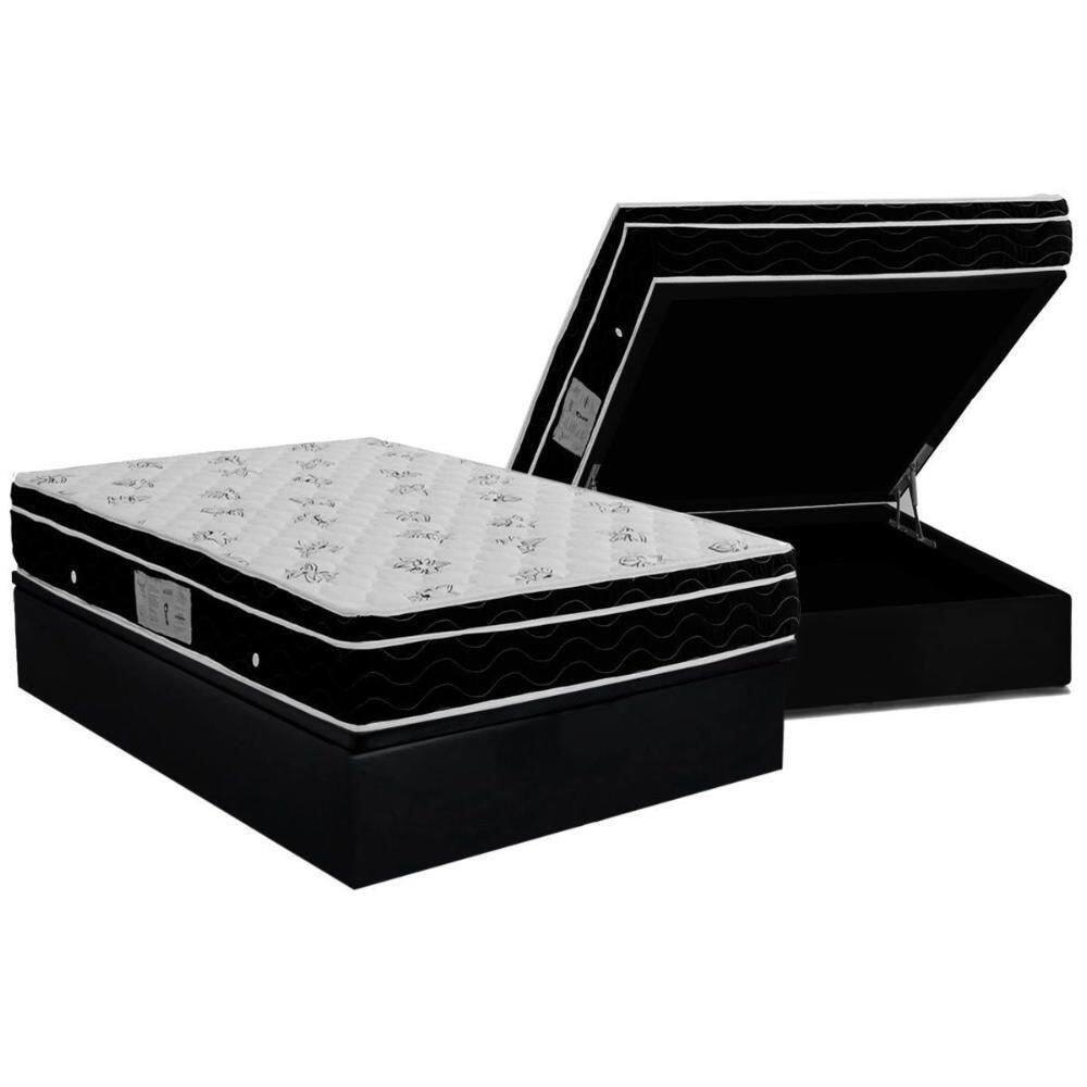 Cama Box Baú Colchão Molas Bonnel Ortobom Nanolastic Physical SpringBase Courano Black(138x188)