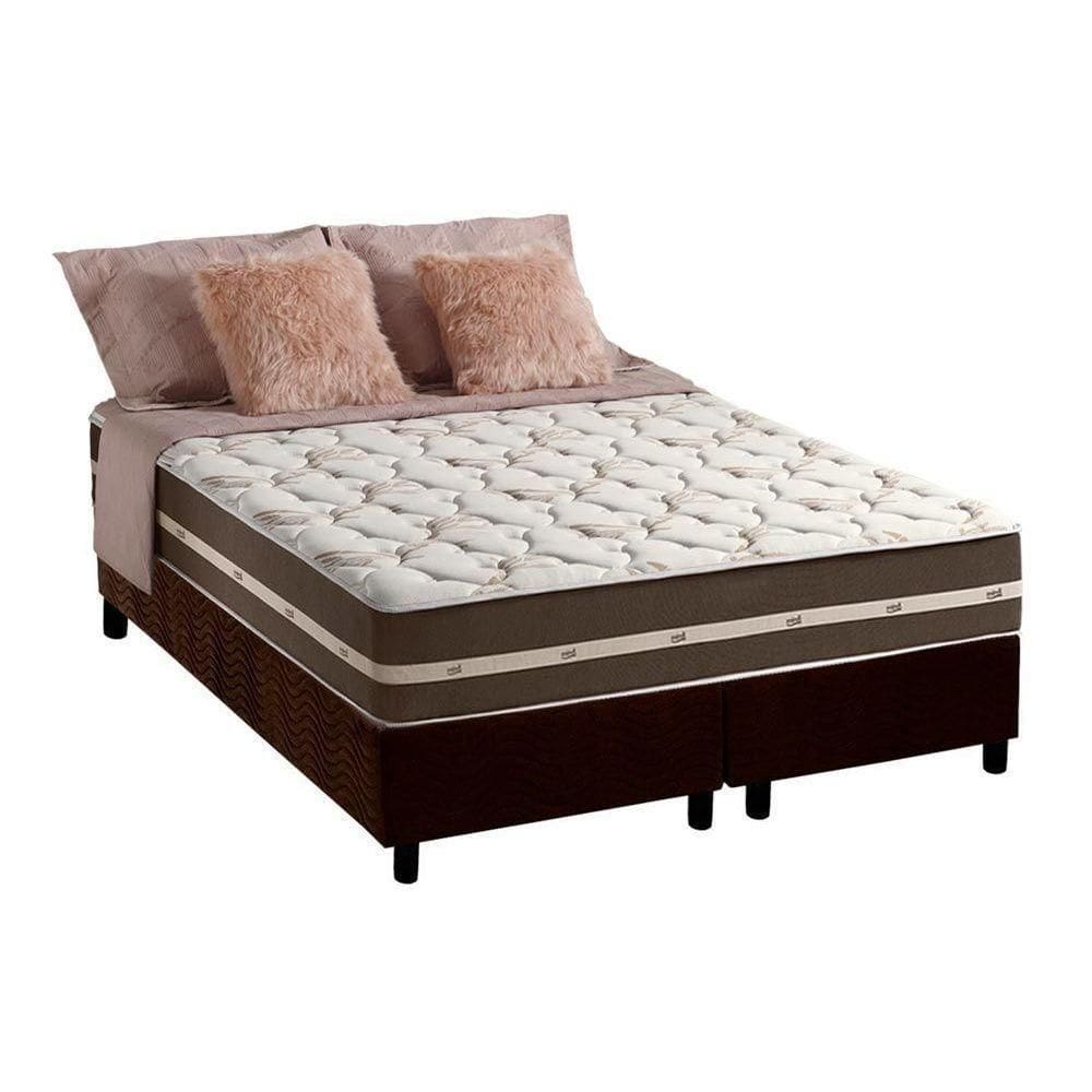 Cama Box Queen: Colchão Molas Anjos Superlastic Classic + Base Crc Suede Brown(158X198)