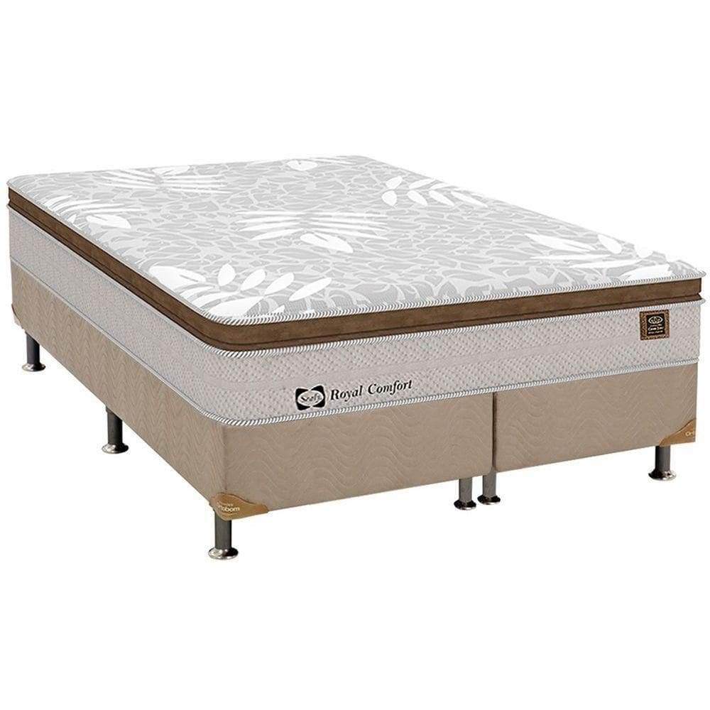 Cama Box King: Colchão Molas Sealy Posturepedic Royal Comfort Plus + Base Crc Suede Clean(193x203)