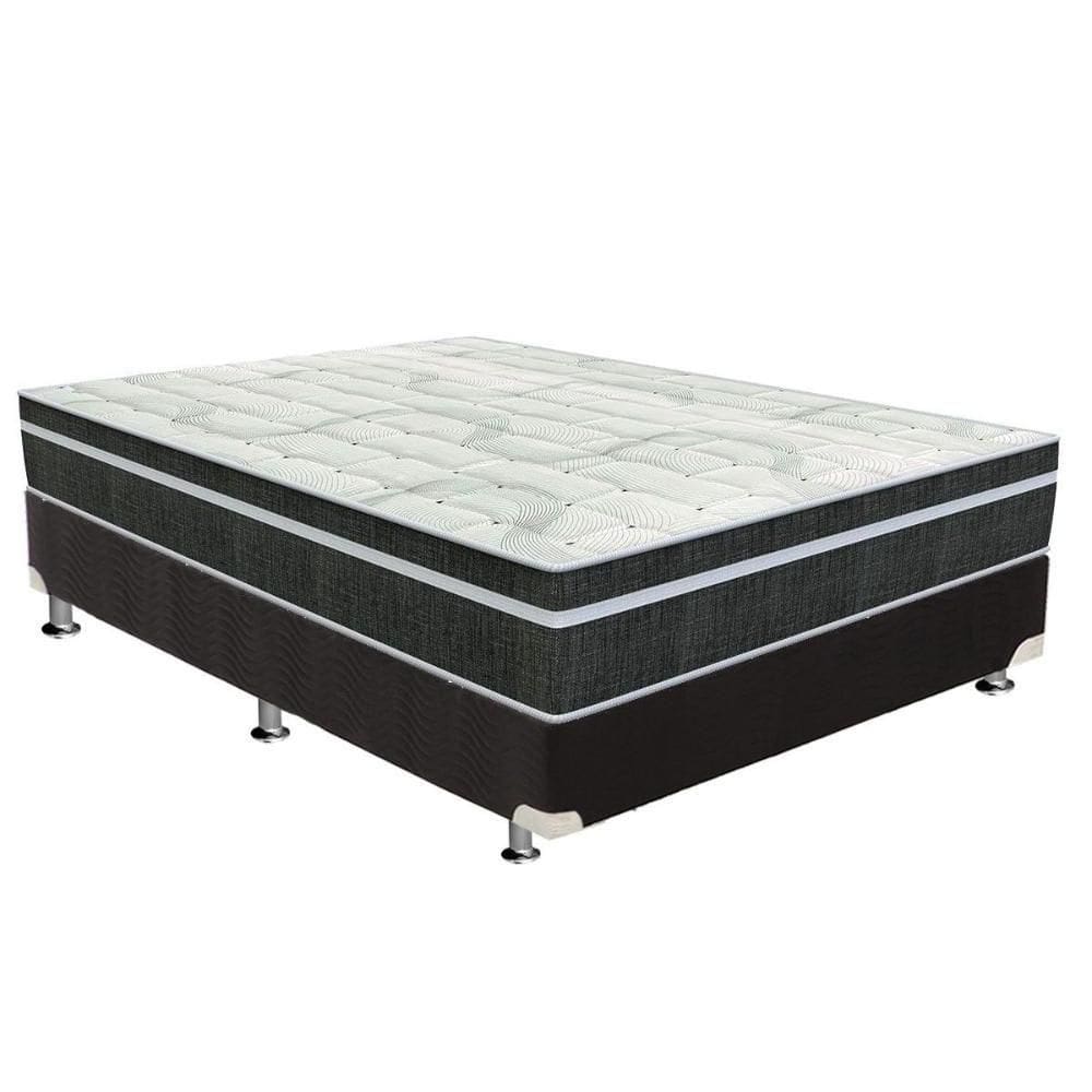 Cama Box Casal: Colchão Molas Bonnel Orthoflex Venezia + Base Crc Suede Black(138x188)