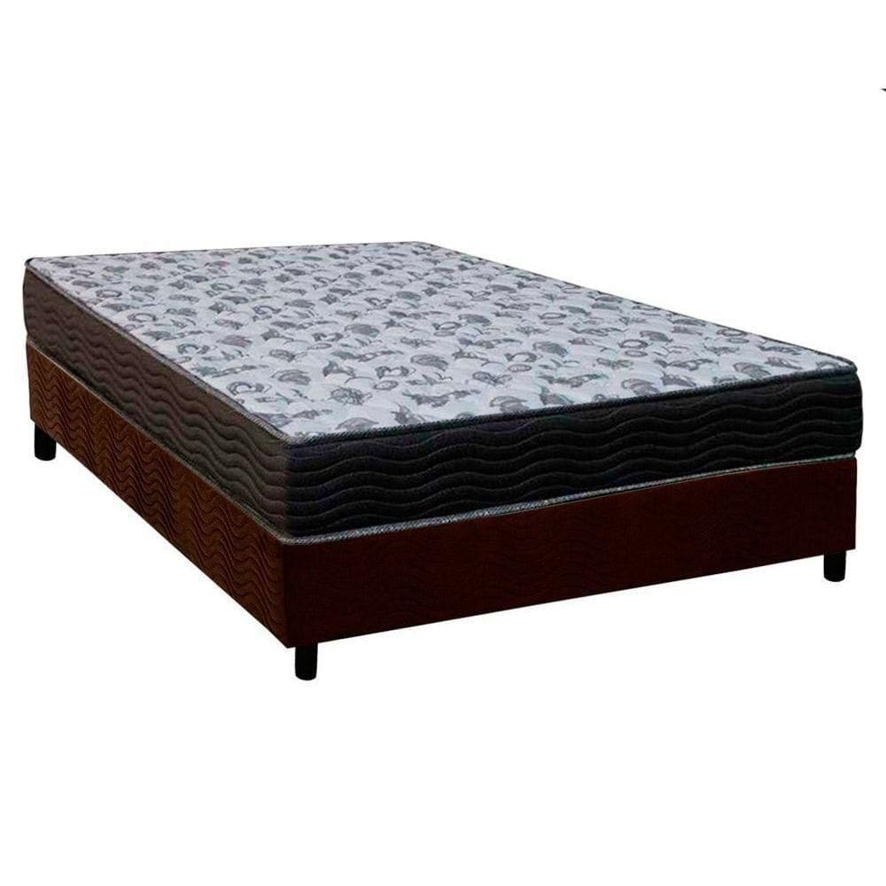 Cama Box Casal: Colchão Anatômico Ortobom D33/Ep Fort Tech Iso 100 + Base Crc Courano Brown(138X188)