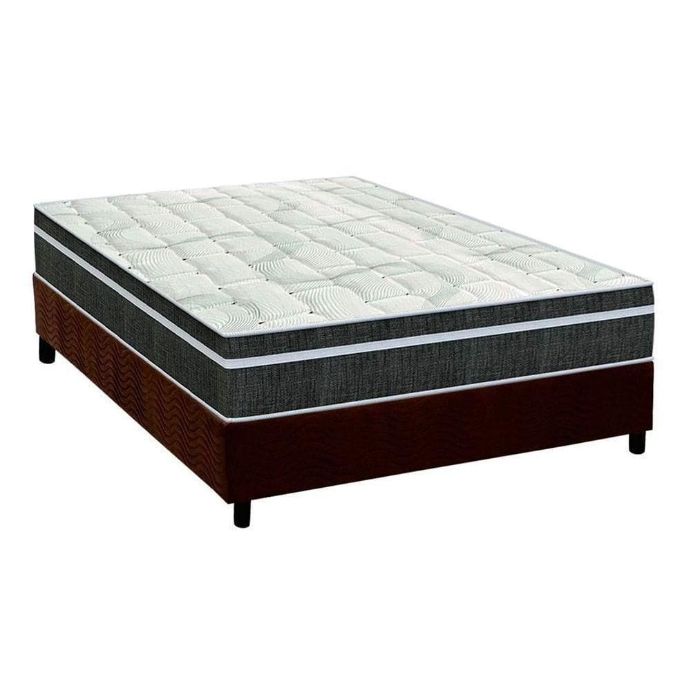 Cama Box Casal: Colchão Molas Bonnel Orthoflex Venezia + Base Crc Suede Brown(138X188)