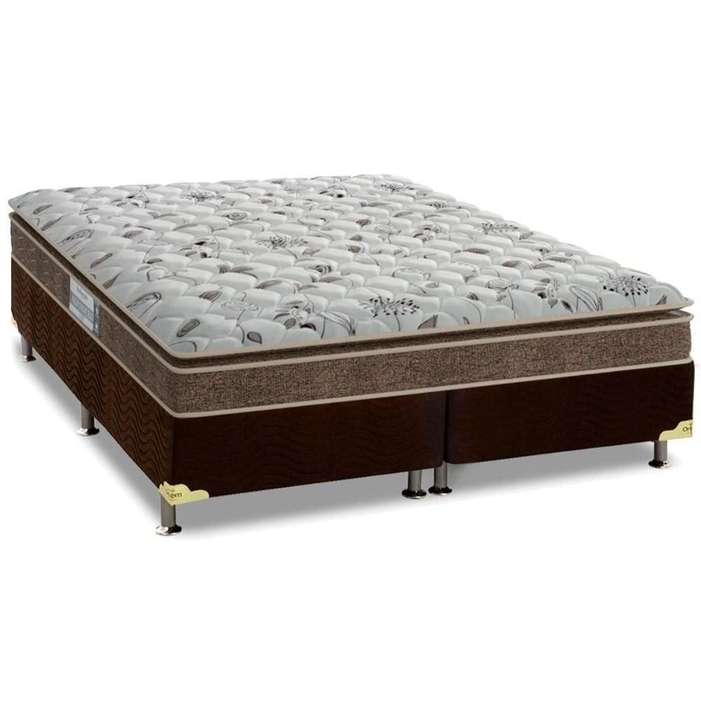 Cama Box Queen: Colchão Espuma D45 Probel Prodormir Advanced + Base Crc Suede Brown(158X198)