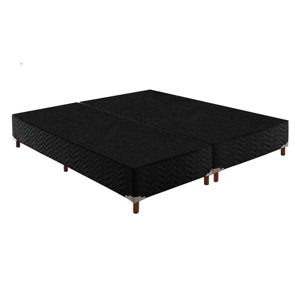 Cama Box Base King Sommier Rústico Bordado Black (193x203x30) - Paropas