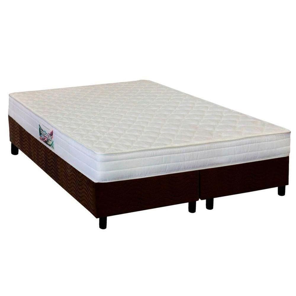 Cama Box Queen: Colchão Espuma Herval Ag65 Frontier + Base Crc Suede Brown(158x198)