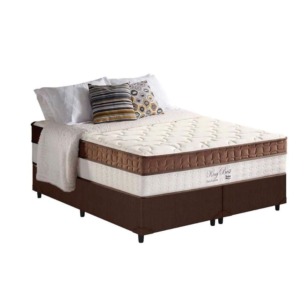Cama Box King: Colchão Molas Anjos Superlastic King Best + Base Courano Brown(193x203)