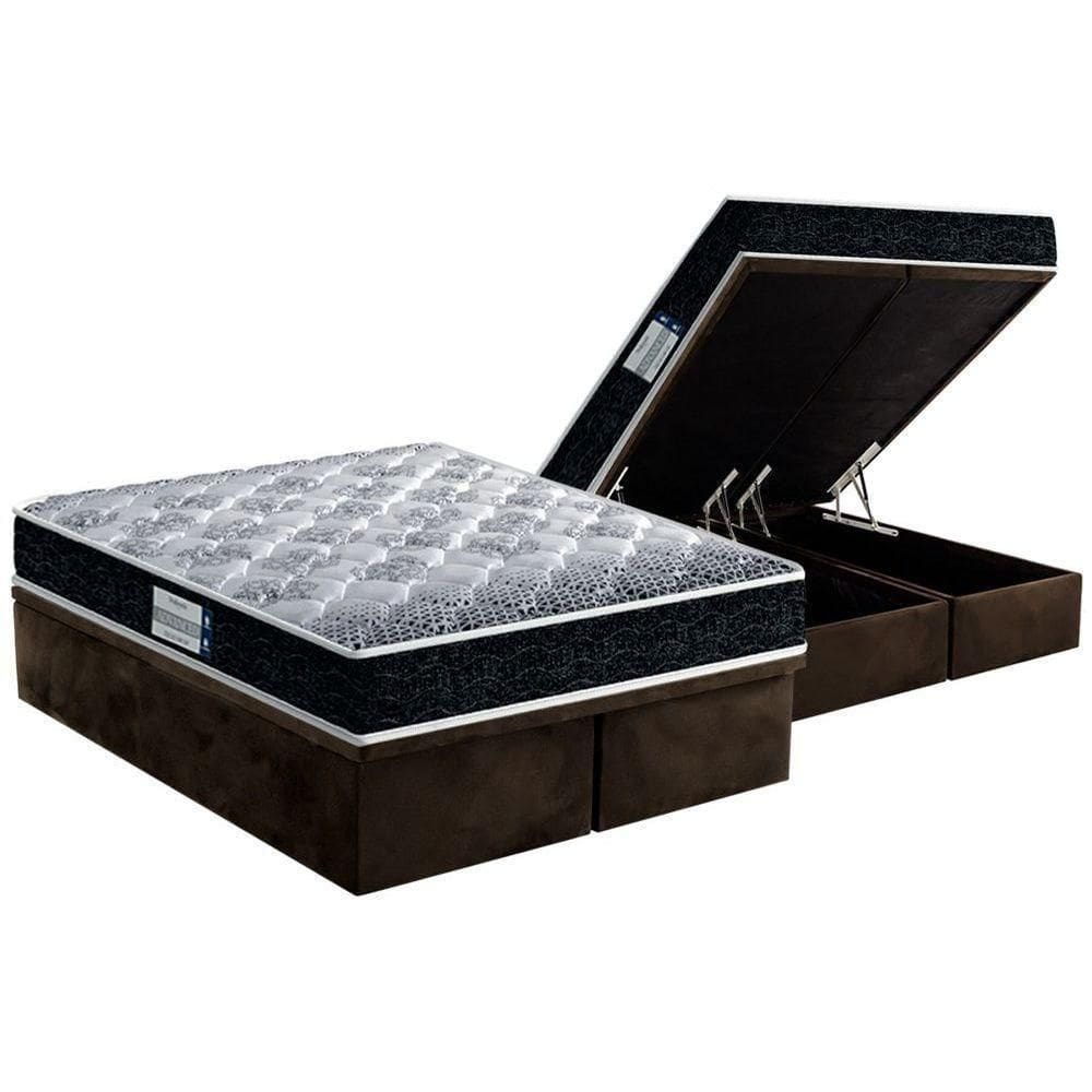 Cama Box Baú Colchão Ortopédico Firmepedic Prodormir Advanced Tech Double FaceBase Suede Brown