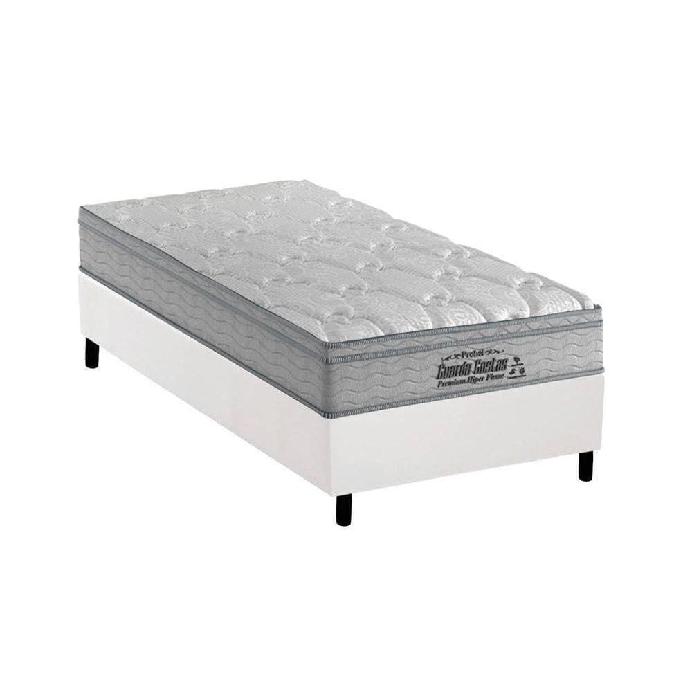 Cama Box Solteiro: Colchão Espuma Probel D40 Guarda Costas Premium Hiper Firme + Base White(88X188)