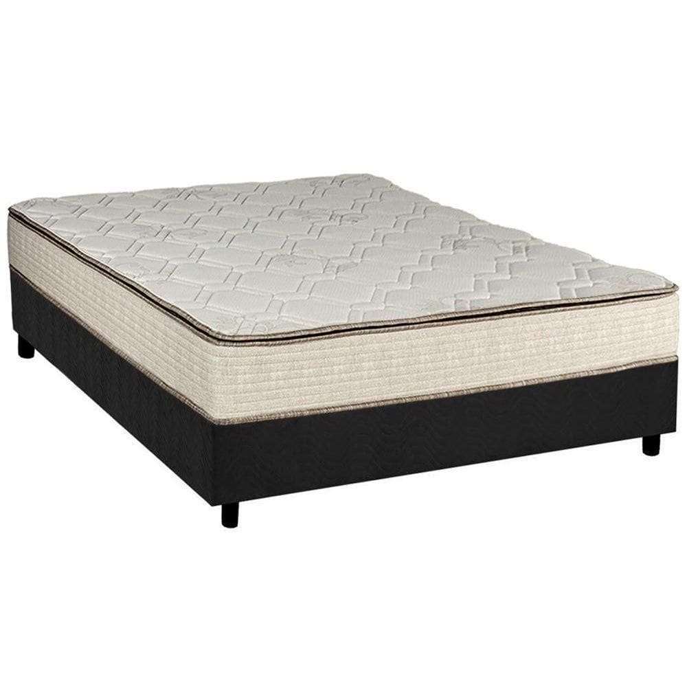 Cama Box Casal: Colchão Molas Bonnel Luckspuma Montreal Spring + Base Crc Suede Gray(138X188)