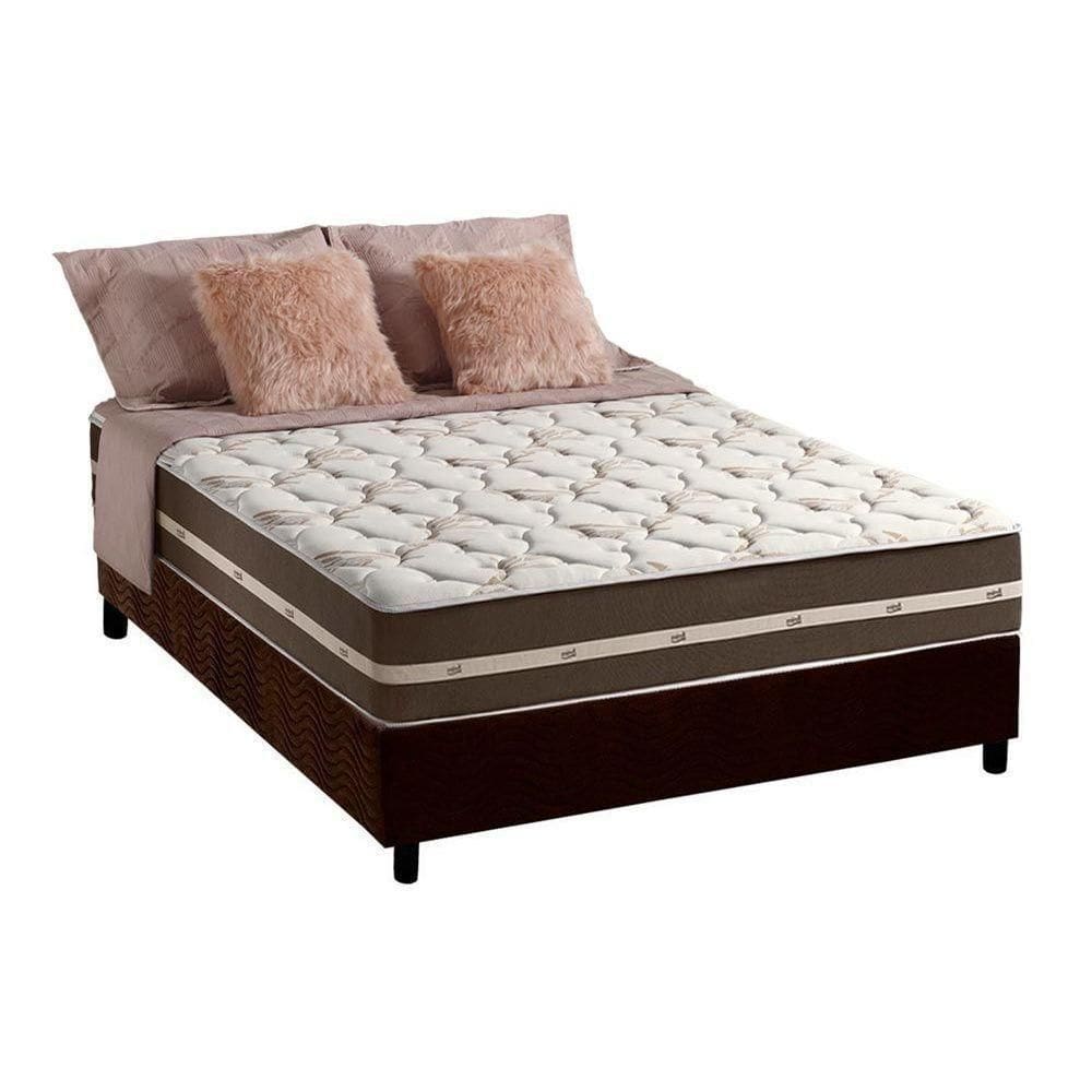 Cama Box Casal: Colchão Molas Anjos Superlastic Classic + Base Crc Suede Brown(138X188)
