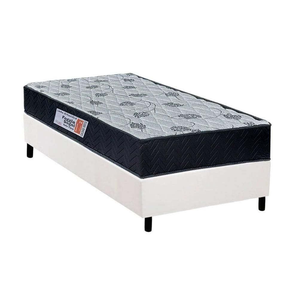 Cama Box Solteiro: Colchão Ortopédico Orthoflex Foggia Sogni Unic Face + Base White(88X188)
