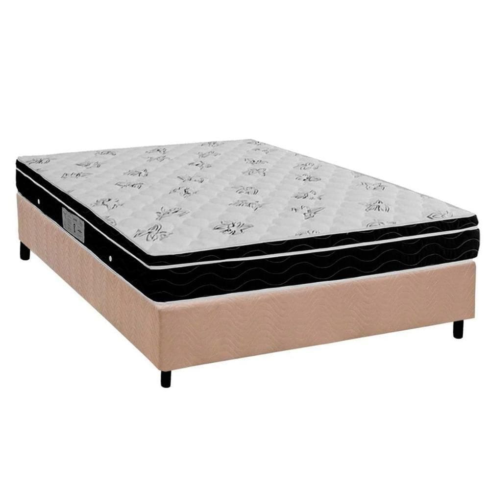 Cama Box Viúva: Colchão Molas Ortobom Nanolastic Physical Spring + Base Crc Suede Bege(128X188)