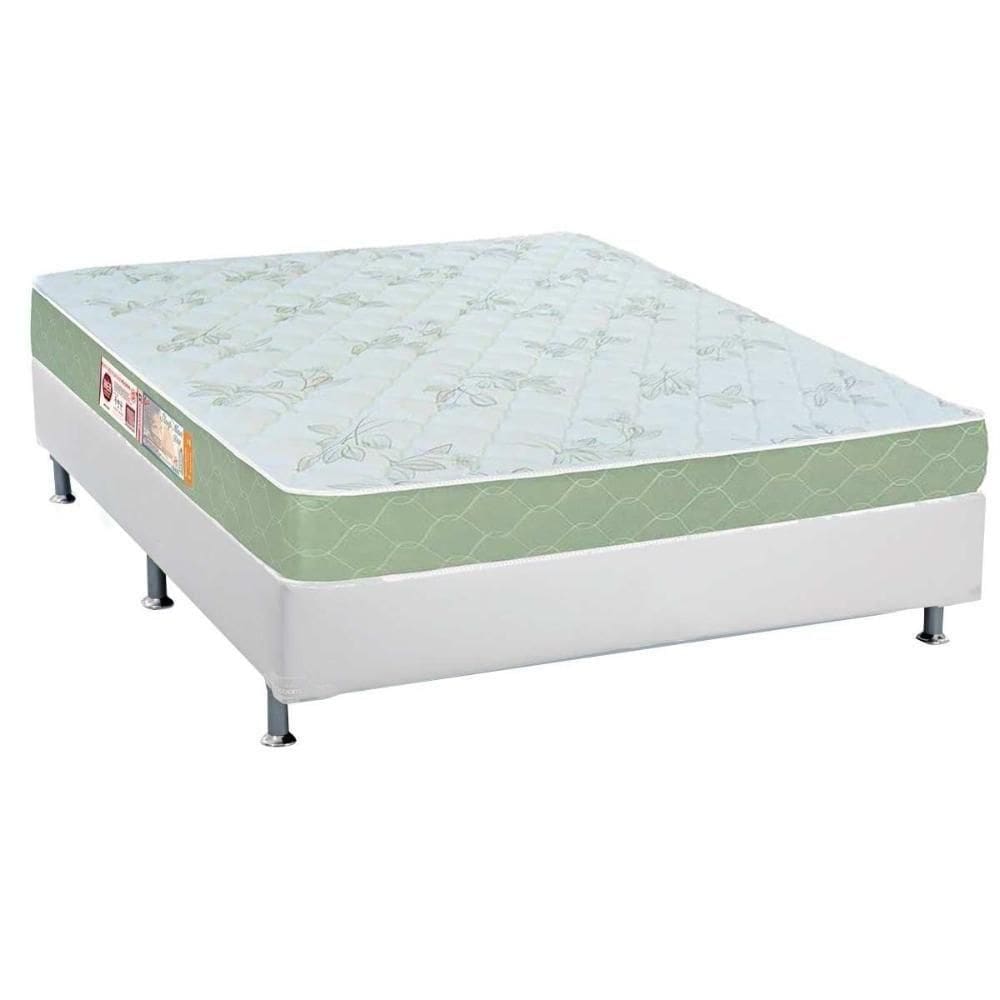 Cama Box Casal: Colchão Espuma D33 Castor Sleep Max + Base Crc Courano White(138X188)