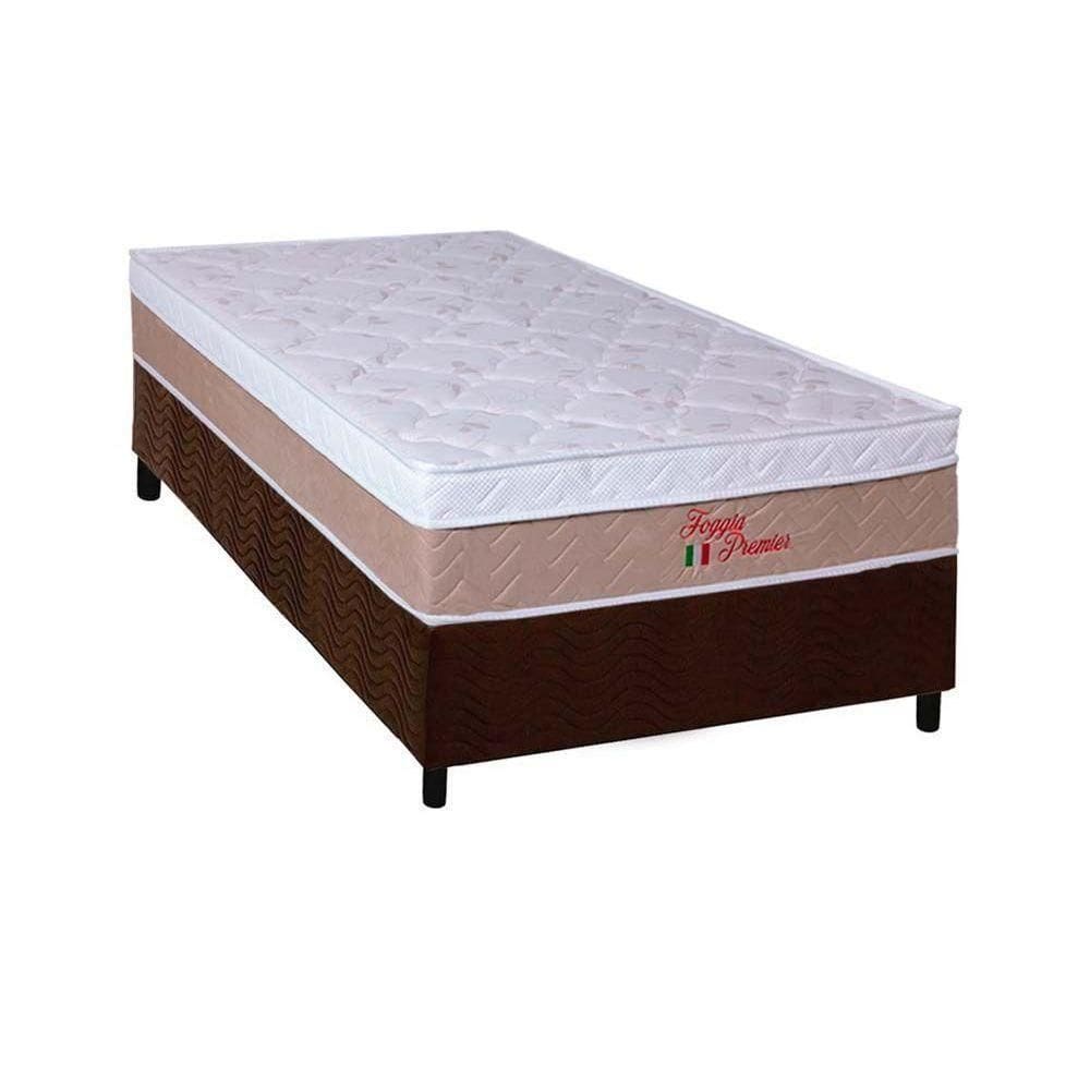 Cama Box Solteiro: Colchão Ortopédico Orthoflex Foggia Premier + Base Crc Suede Brown(88X188)