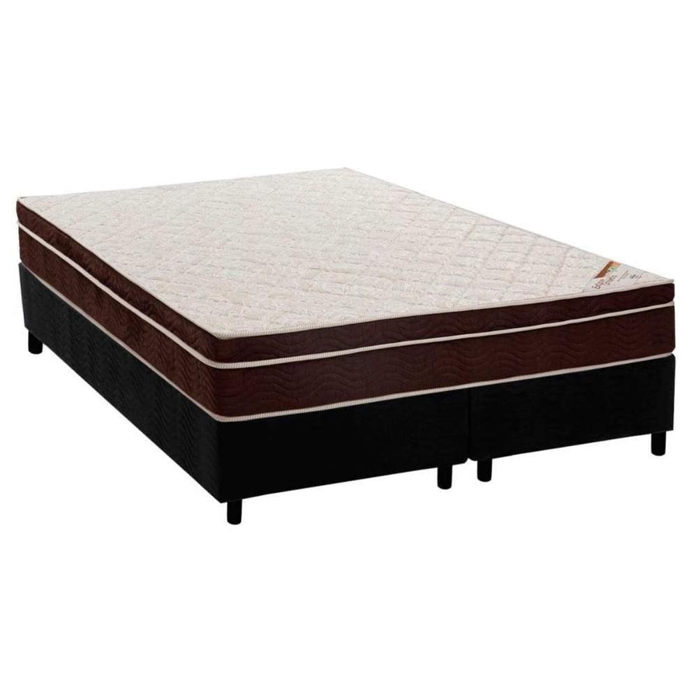 Cama Box Queen: Colchão Ortopédico Ortobom Exclusive Ortopillow + Base Crc Suede Black(158X198)