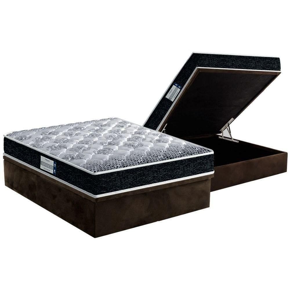 Cama Box Baú Casal: Colchão Anatômico Probel D33/Ep Tech1500 Double Face + Base Brown(138X188)