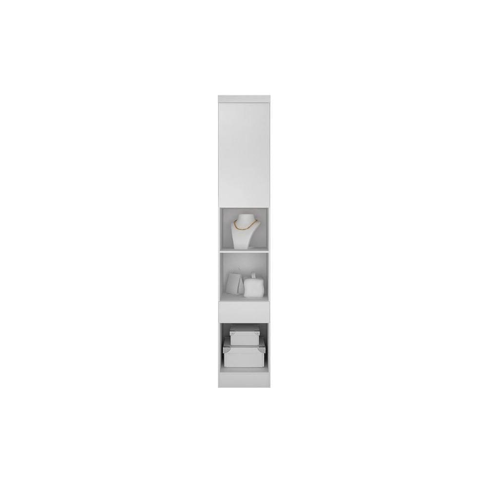 Módulo De Quarto Casal Armário Mesa Cabeceira Rizon C/ 1 Gaveta Branco - Novo Horizonte