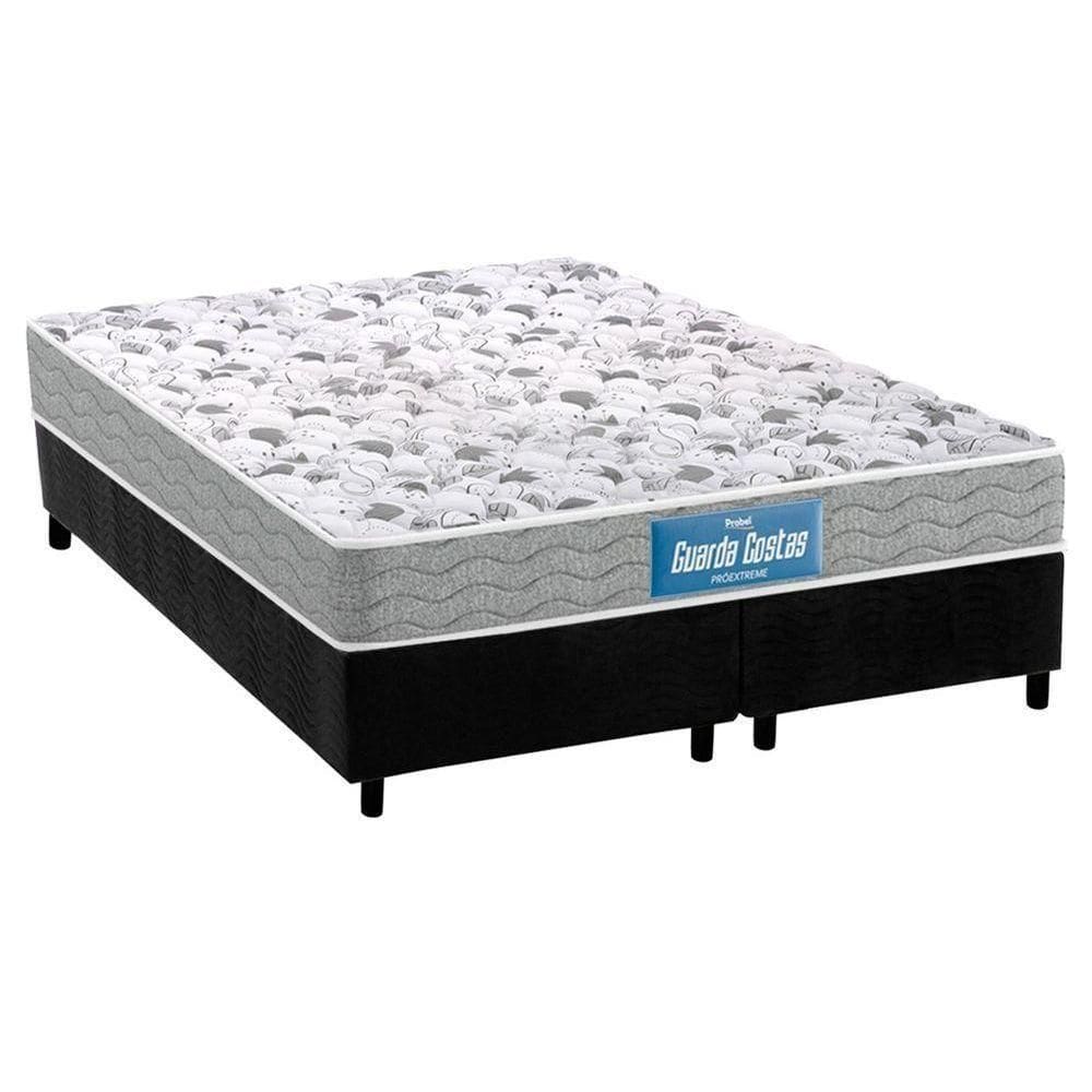 Cama Box Colchão Anatômico Probel D/ep Guarda Costas Próextreme Plus Double FaceBase Suede Black