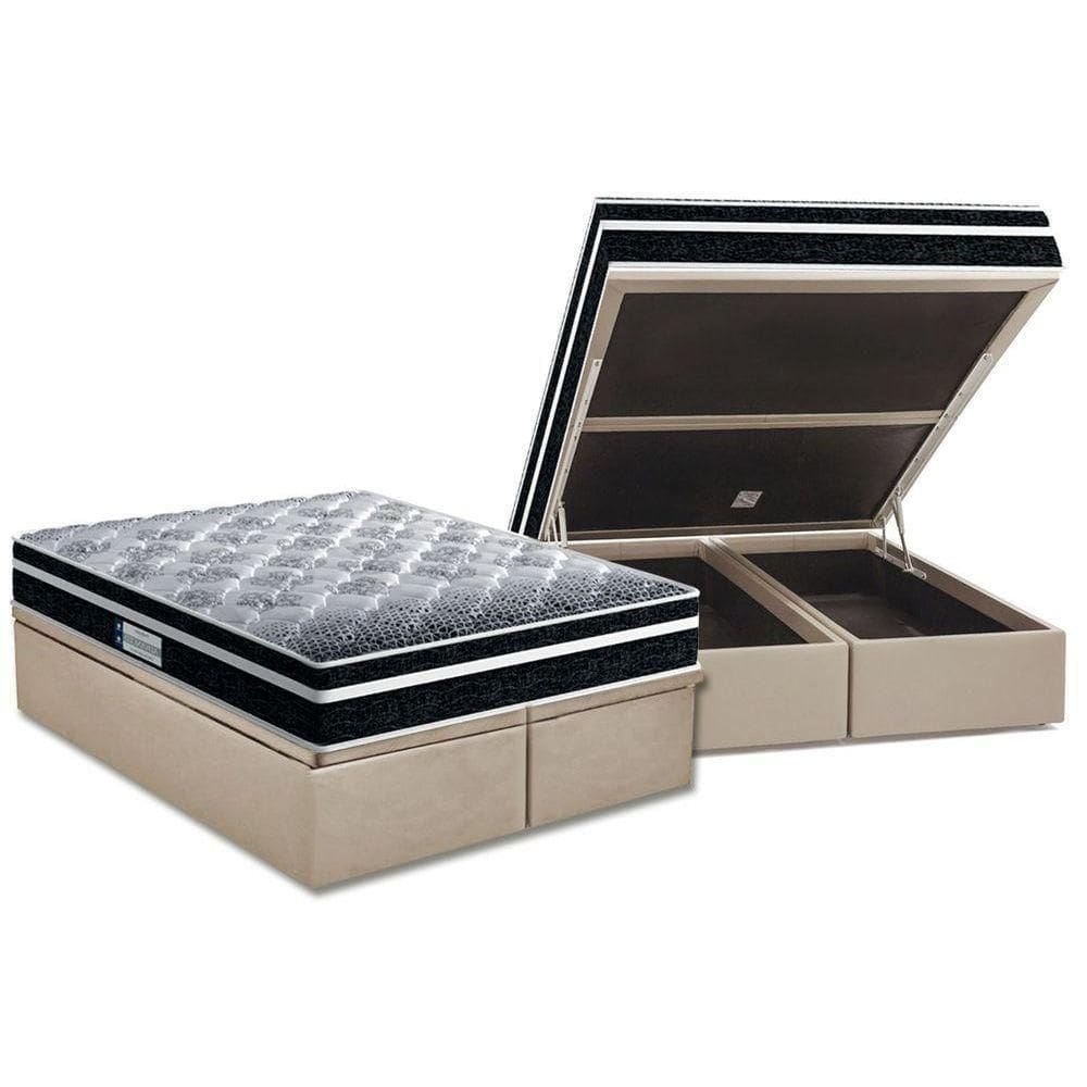 Cama Box Baú Queen: Colchão Ortopédico Probel D33 / Ep Prodormir Tech1500 Plus + Base Clean(158X198)